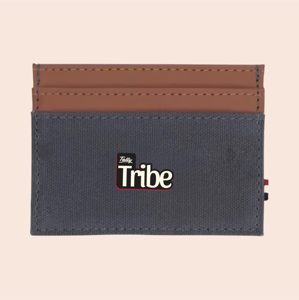 Houston Card Wallet- Grey with Tan